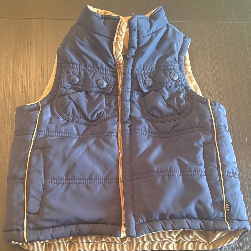 GAP Tan Corduroy Vest with Blue Interior